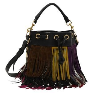 Saint Laurent Fringe Emmanuelle Bucket Bag Leather Multicolour Leather Handbag